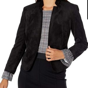 Nine West Suede Collar Kissing Jacket Blazer